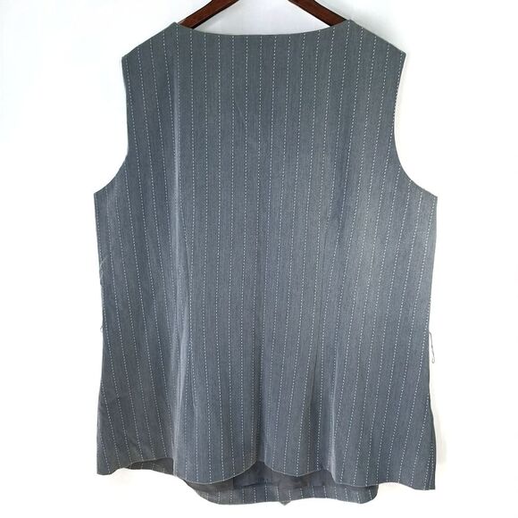 Spiegel Gray Pinstripe Sleeveless Tank Top Belted Business Office Blouse Sz 20W - Picture 4 of 9